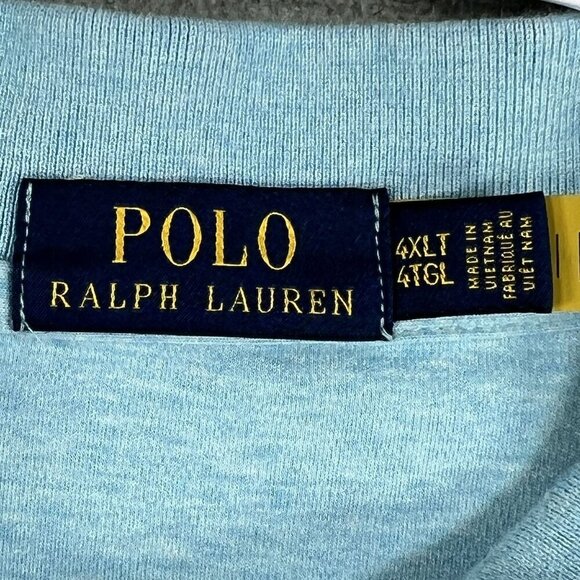 Ralph Lauren Polo Mens 4XLT Light Blue Short Sleeve Polo Shirt Golf Quiet Luxury - Picture 5 of 14